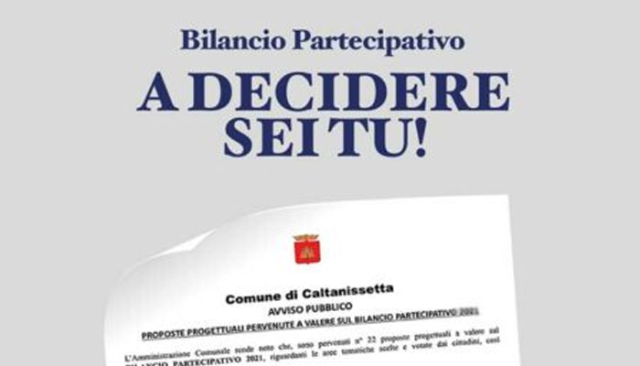 Bilancio Partecipativo 2024 del Comune di Caltanissetta: al via la votazione dei cittadini per la scelta delle aree tematiche